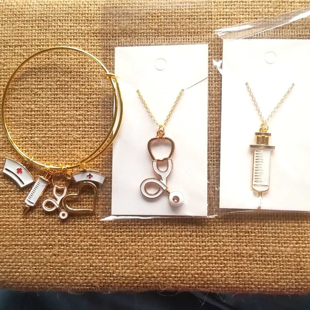 Nurse themed bracelet and necklaces